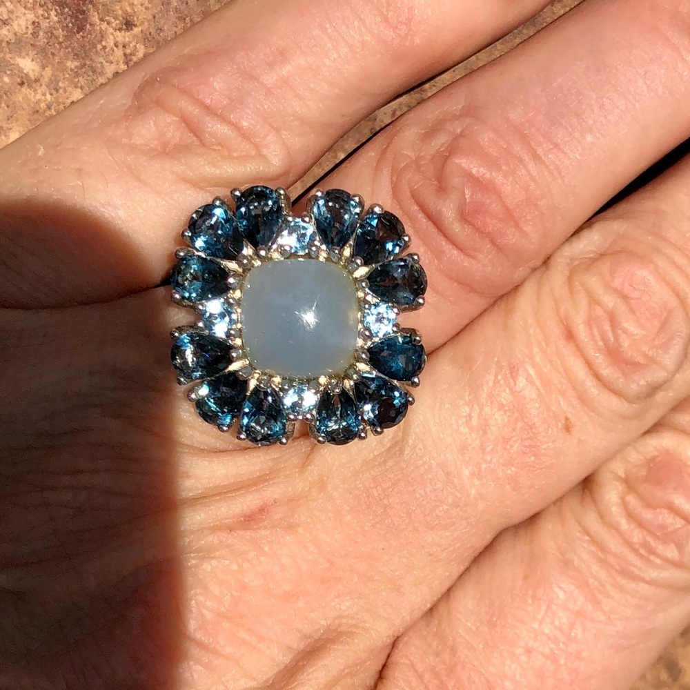 Pangea Mines Blue Jade/Topaz Ring MSRP $499